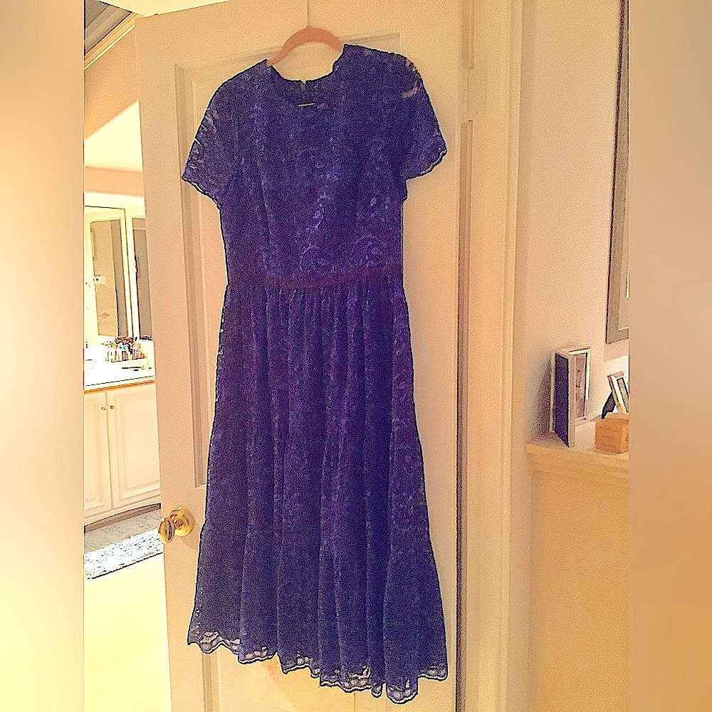 Blue and Black Lace Gown by Maggy London